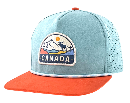 Canada Stylish Flatbrim Cap with Woven Patch and Perforated Back Panels