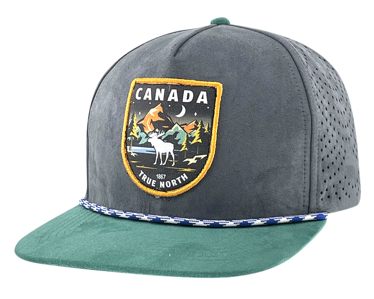 Canada Stylish Flatbrim Cap with Woven Patch and Perforated Back Panels