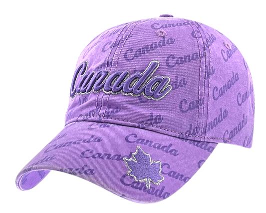 Canada Washed Cotton Ladies hat with All-Over Print and Embroidery