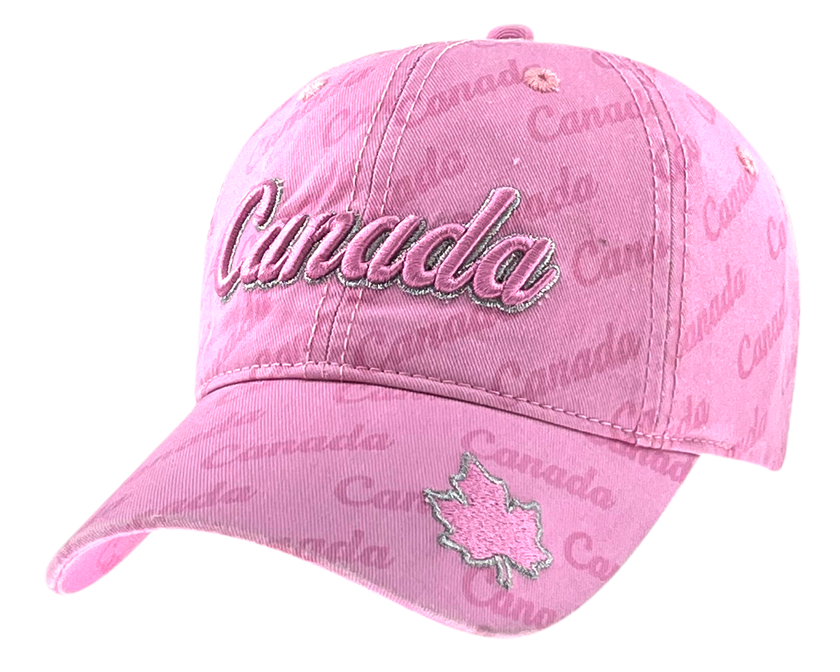 Canada Washed Cotton Ladies hat with All-Over Print and Embroidery