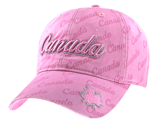 Canada Washed Cotton Ladies hat with All-Over Print and Embroidery