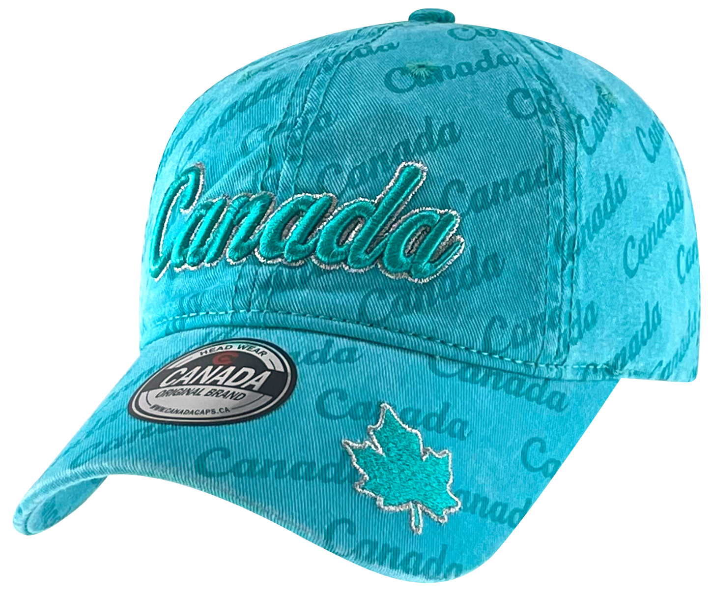 Canada Washed Cotton Ladies hat with All-Over Print and Embroidery