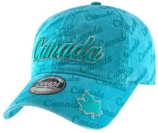 Canada Washed Cotton Ladies hat with All-Over Print and Embroidery