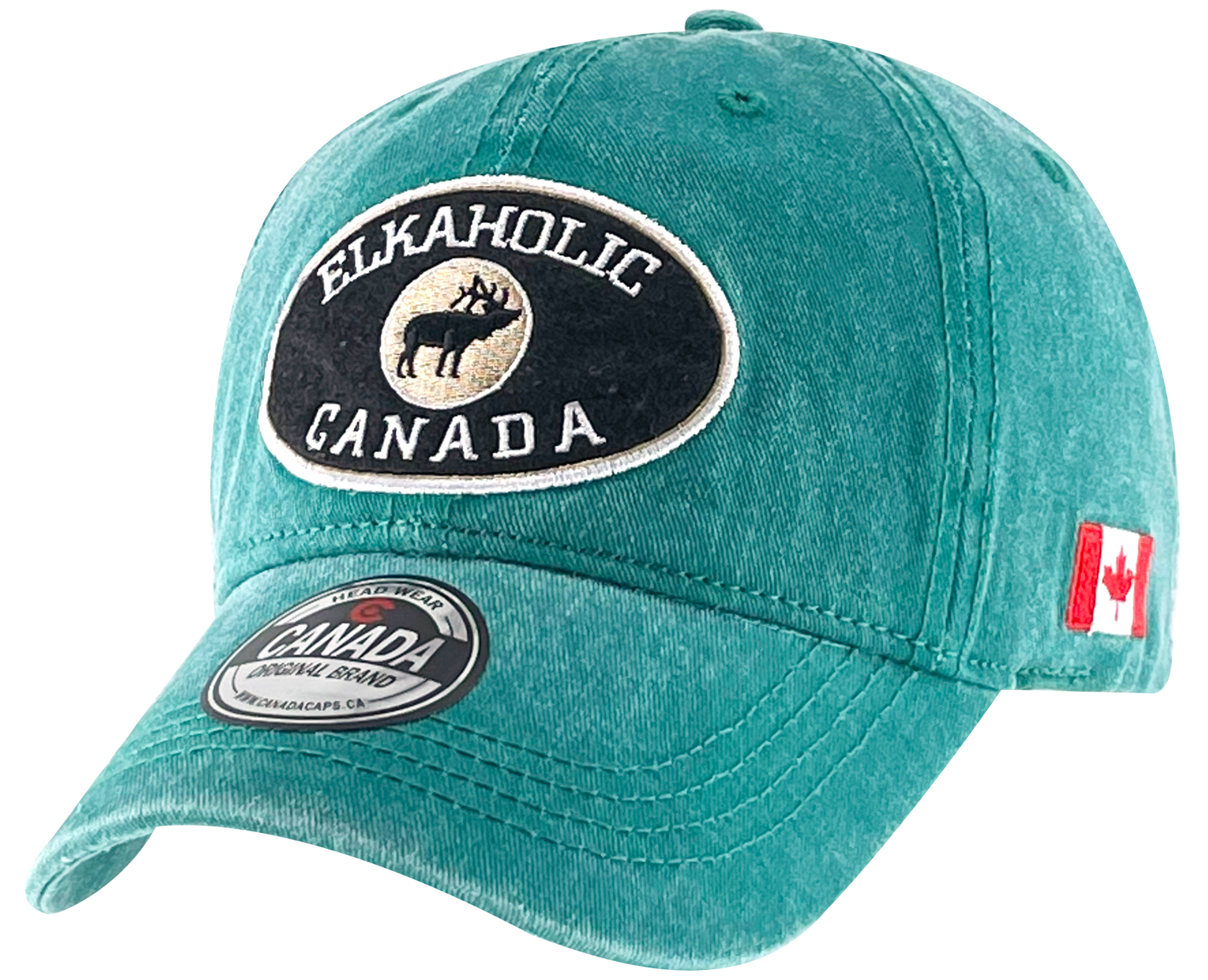 Canada Washed Cotton Hat with ELK Patch and Canada Flag on side