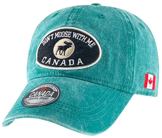 Canada Washed Cotton Hat with MOOSE Patch and Canada Flag on side