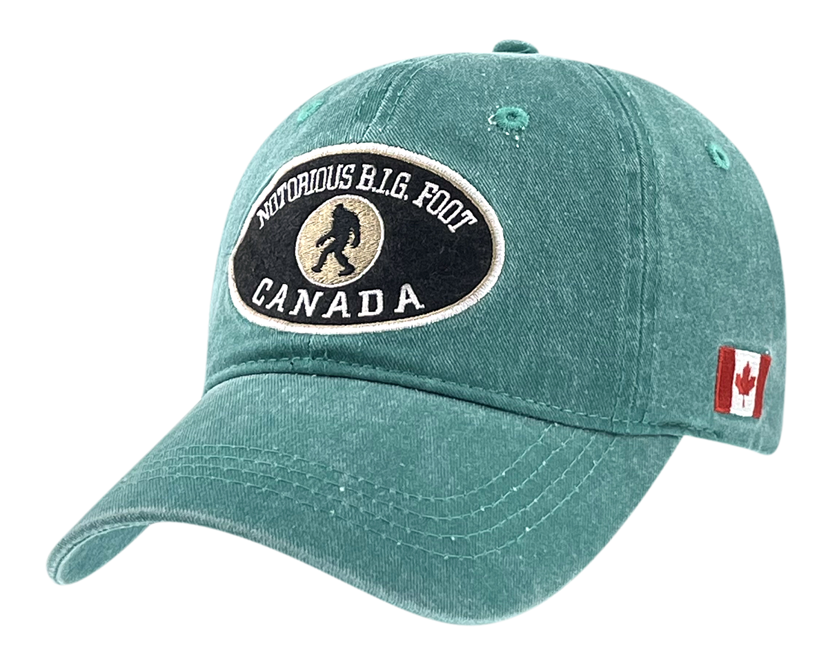 Canada Washed Cotton Hat with BIG FOOT Patch and Canada Flag on side