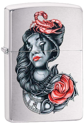 Zippo Lighter Blood Scorpion Woman with Rose (49112)