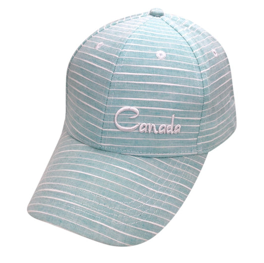 Canada Baseball Hats- Ladies Cotton Striped w/ Subtle Embroidery