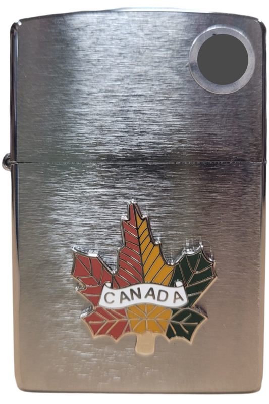 ZIPPO Souvenir Canada Color Maple Leaf Emblem Lighters (Chrome)