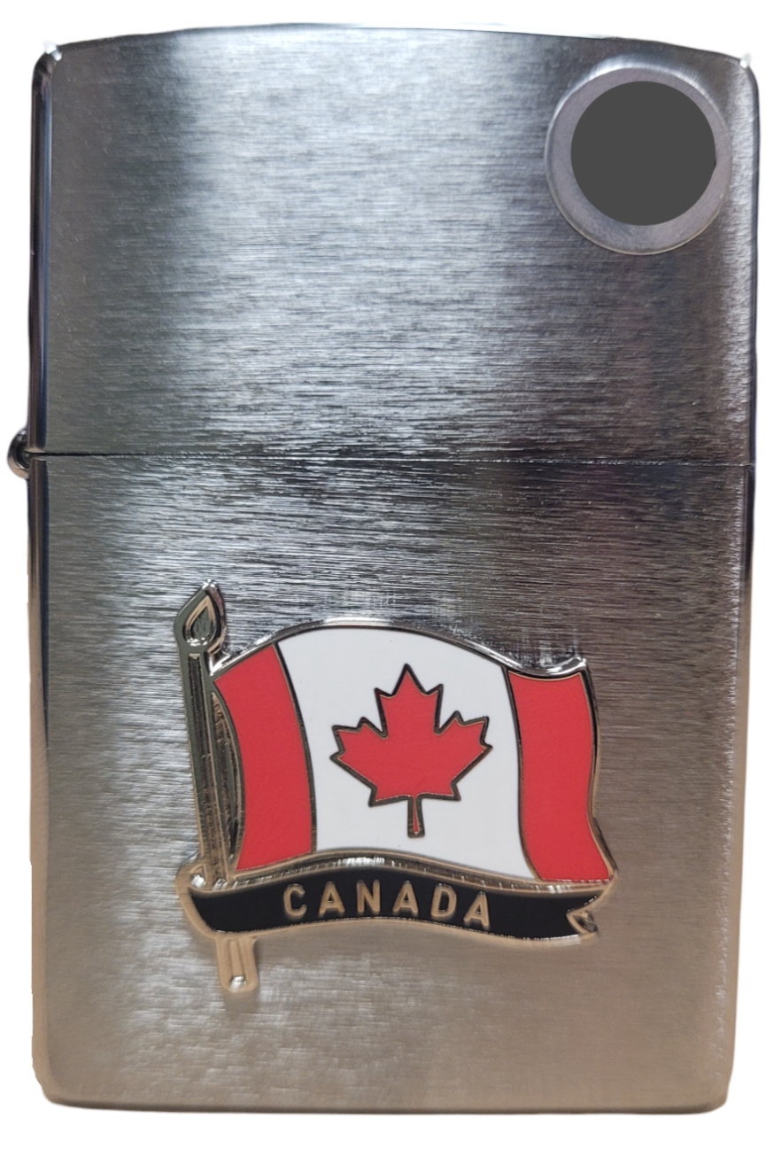 ZIPPO Souvenir Canada Flag Maple Leaf Emblem Lighters (Chrome)