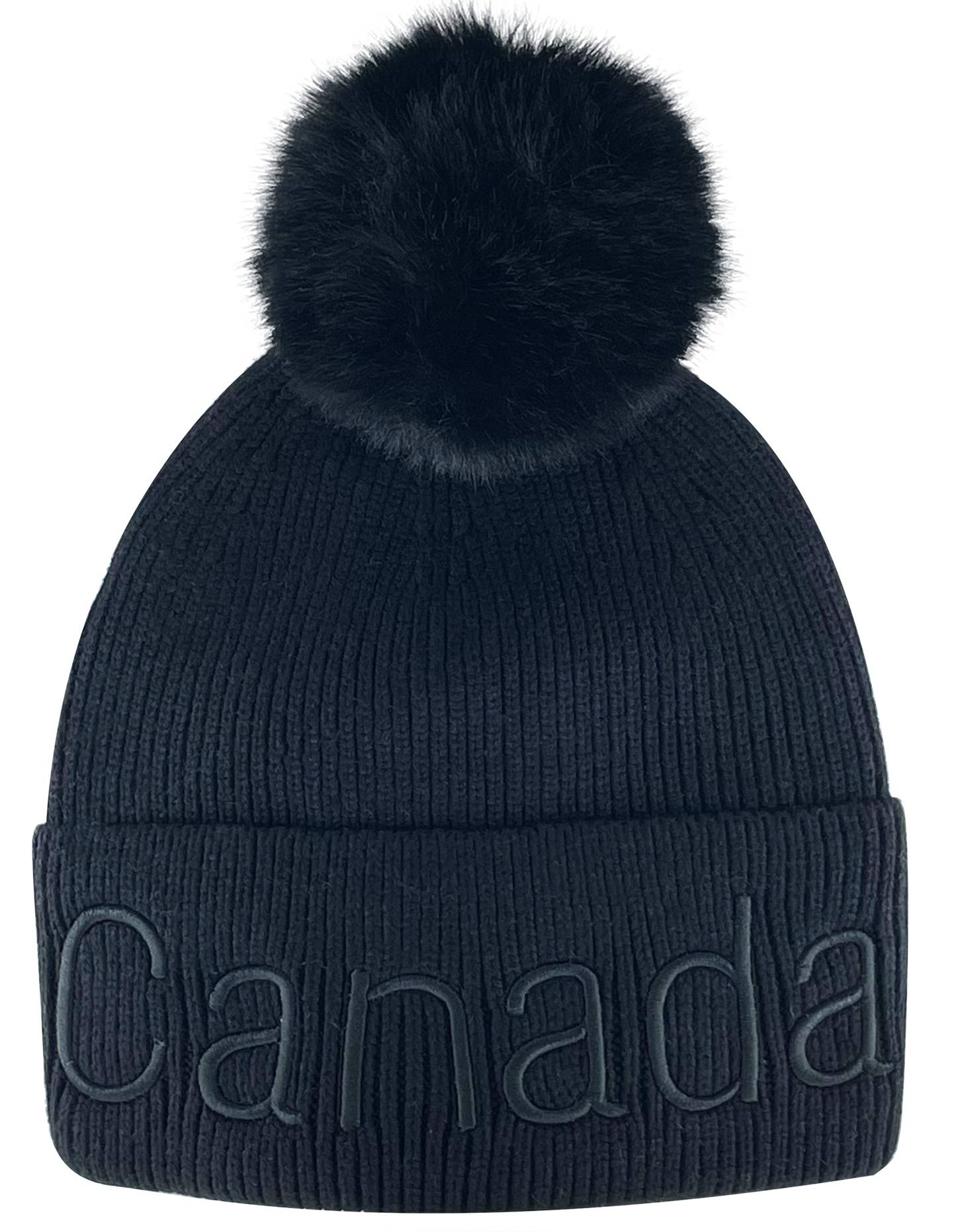 Canada Knit Toque with Pom w/ Tone-on Tone Embroidery