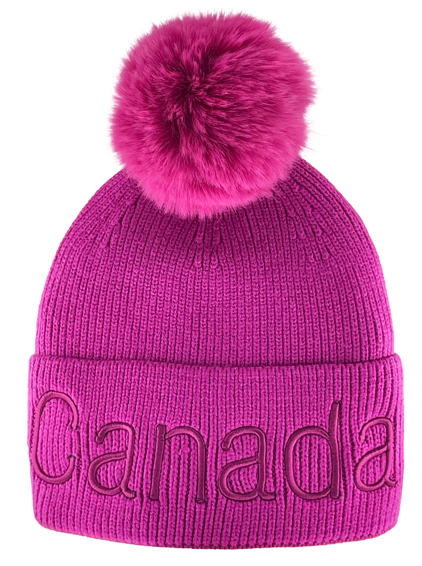 Canada Knit Toque with Pom w/ Tone-on Tone Embroidery