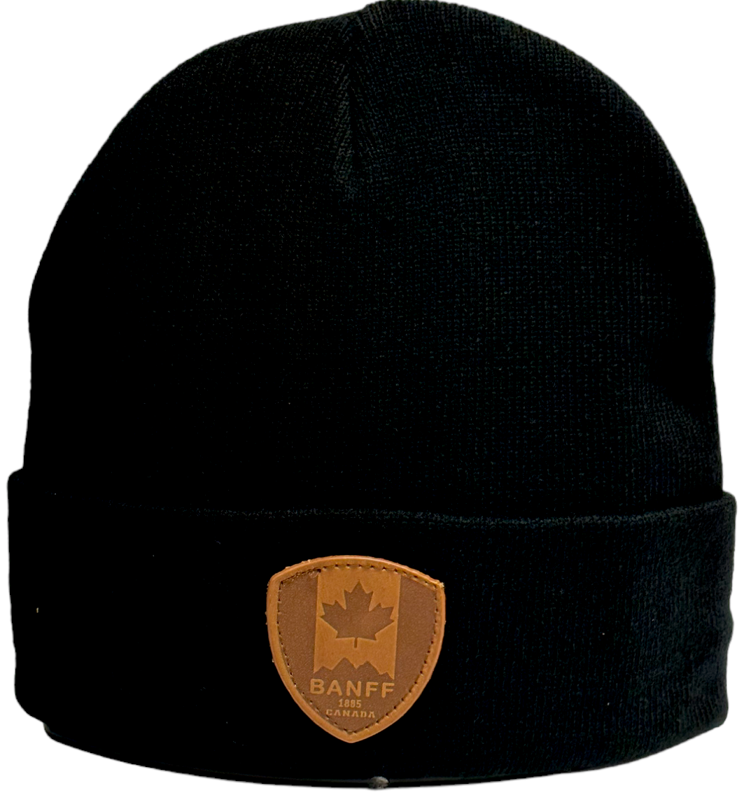 Knit Toque with Leather Patch - Banff