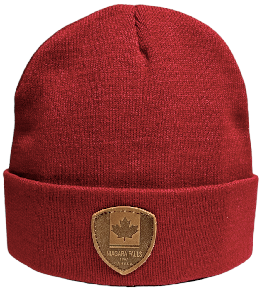 Knit Toque with Leather Patch - Niagara Falls