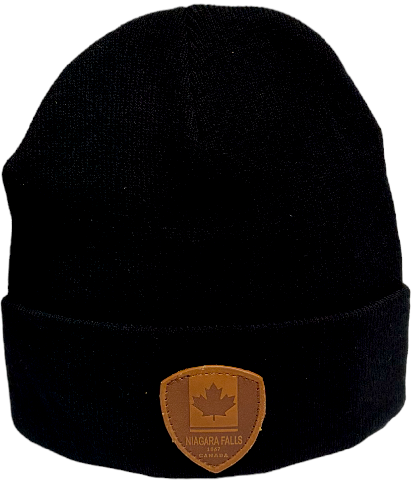 Knit Toque with Leather Patch - Niagara Falls