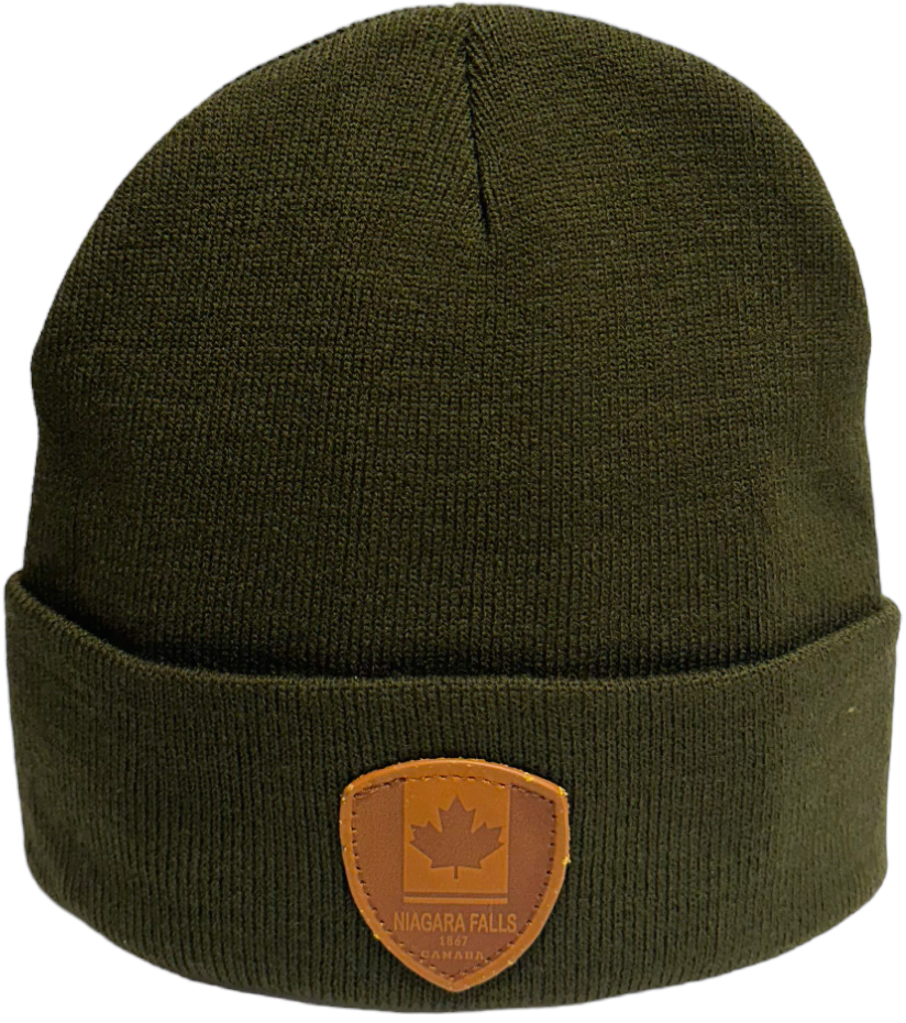 Knit Toque with Leather Patch - Niagara Falls