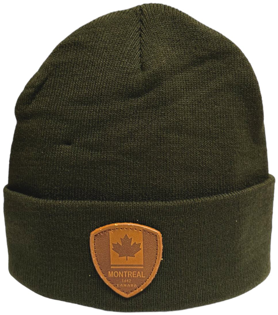 Knit Toque with Leather Patch - Montreal