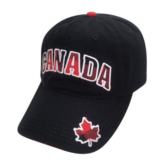 Canada Baseball Hats - Cotton w/ Buffalo Plaid Lettering