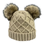 Canada Bear Pom Knit Toque - Faux Fur Double-Pom