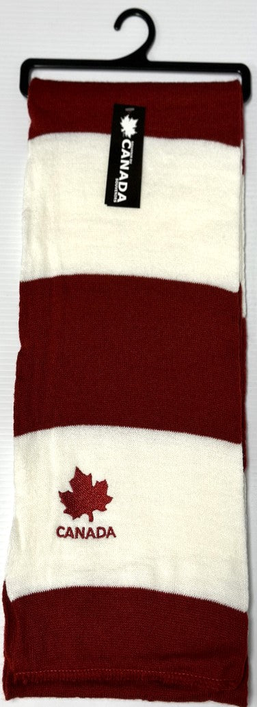 Canada Striped Design Scarves with Maple Leaf Embroidery