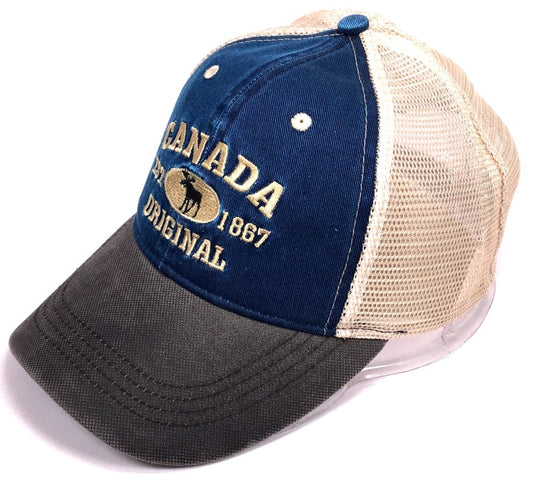 Canada Baseball Hats - Stone Washed Vintage Moose Meshback