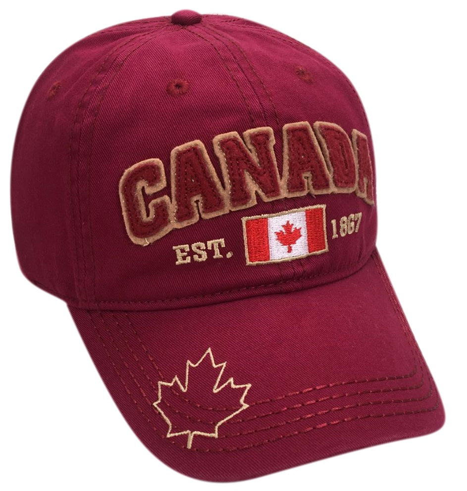 Canada Baseball Hats - Cotton w/ Applique Embroidery