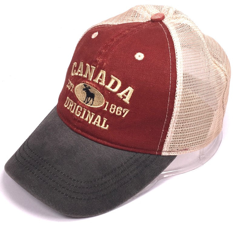 Canada Baseball Hats - Stone Washed Vintage Moose Meshback