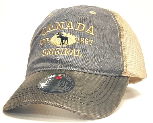 Canada Baseball Hats - Stone Washed Vintage Moose Meshback