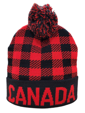 Canada Knit Beanie - Canada Plaid w/Pom