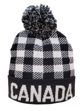 Canada Knit Beanie - Canada Plaid w/Pom