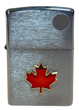 ZIPPO Souvenir Street Brass Red Maple Leaf Emblem Lighters (Chrome)