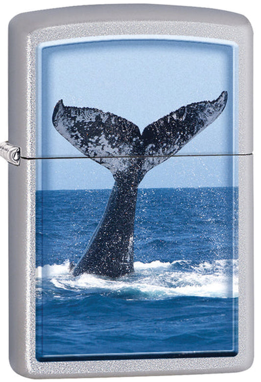 ZIPPO Lighter Souvenir Diving Whale (Chrome)